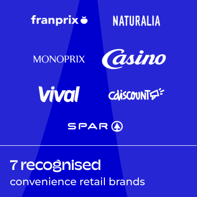 7 recognised convenience retail brands: Franprix, Naturalia, Monoprix, Casino, Vival, Cdiscount and Spar