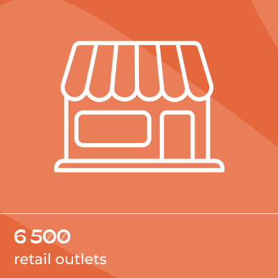 6,500 retail outlets